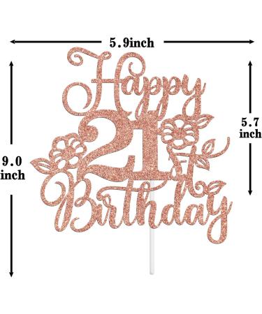 Happy 21st Birthday Cake Topper Cheers to 21 Years/Legal 21 Flower 21st Birthday/Anniversary Party Decoration Supplies for Her Rose Gold Glitter - Buy Online on GoSupps.com