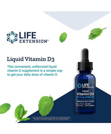 Life Extension Liquid Vitamin D3 50 mcg (2000 IU) â€“ 1 fl oz for Immune Support - Buy Online on GoSupps.com