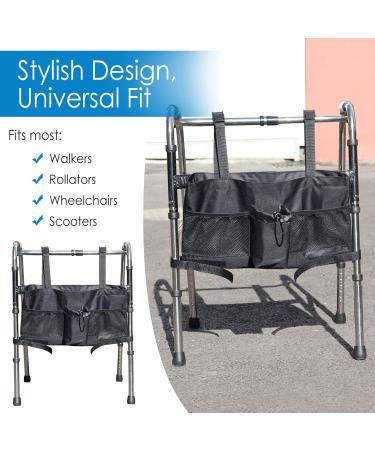 Walker Bag for Folding Walker - Detachable Large Capacity Waterproof Hands Free Thermal Attachment with Pouches Hook & Loop | for Elderly(Black/Purple) Fovolat - Buy Online on GoSupps.com