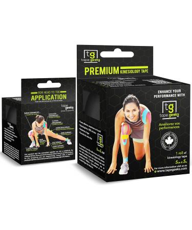 Shop TapeGeeks Kinesiology Tape - Black Athletic & Hypoallergenic Medical Tape for Muscle Support | 2" x 16.4' - Ideal for Lower Back Knee & Wrist Pain Relief - Buy Online on GoSupps.com