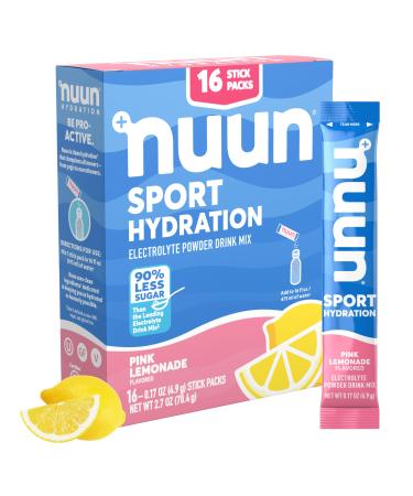 Nuun Sport Electrolyte Powder Packets - Pink Lemonade Flavor | 5 Essential Electrolytes for Hydration | Easy Open Drink Mix with Magnesium | 1g Sugar | Non GMO Vegan | 16 Single Serving Sticks Pink Lemonade 16 Count (Pack of 1)
