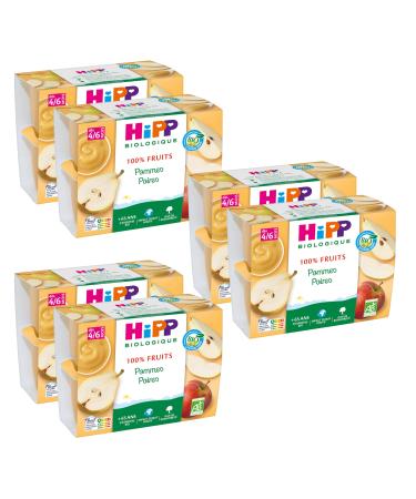 HiPP - 100% Fruits - Pommes Poires d s 4/6 mois - Coupelles 4 x 100 g - Lot de 6 - BIOLOGIQUE Pommes Poires 2.40 kg (Lot de 24)