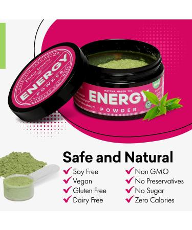 Energy Powder with Natural Caffeine | Focus & Brain Boost Nootropic | No Sugar No Crash | Matcha Guarana L-Theanine | Plant-Based Energy (20 Servings - Buy Online on GoSupps.com