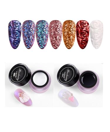 4D Sculpture Nail Art Silicone Molds - Glitter Powder PVC Soft Glue DIY Decoration Accessories (9 Pieces) - Magic Mirror & Titanium Powder for Stunning Designs - Buy Online on GoSupps.com