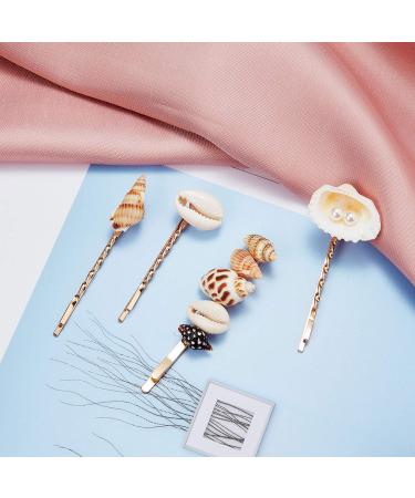 Faux Pearl Hair Clips Set - 12 Pieces Shell Barrettes for Women and Girls - Buy Online on GoSupps.com