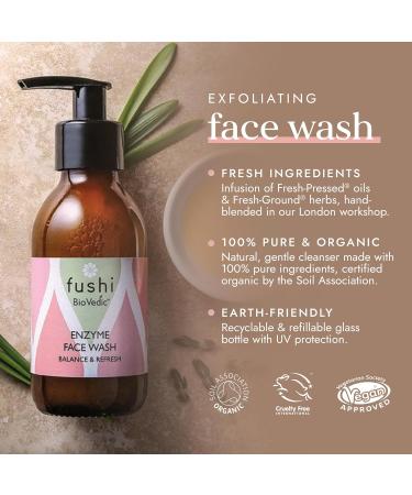 Fushi Biovedic Enzyme Face Wash 150ml | Fresh Pressed | Ayurvedic Herb Manjisthta Vanshlochan Stem & Rice Bran Oil | Best for Gentle Exfoliation Dull Skin & Balance Skin PH | Manufactured in The UK - Buy Online on GoSupps.com
