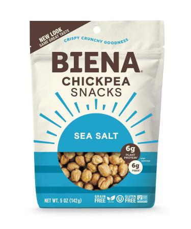 BIENA Chickpea Snacks, Sea Salt | Gluten Free | Vegan | Dairy Free | Plant Based Protein (Single 5 oz. Bag) Salted 5 Ounce (Pack of 1)