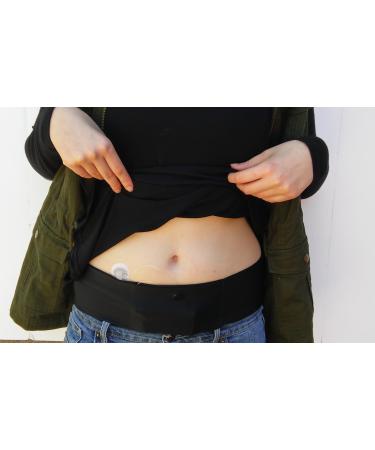 Insulin Pump Band - Snap Closure in Pocket Extra Small Black