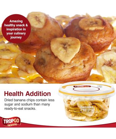 Tropgo Banana Chips 110g - Dried Fruit in Resealable and Recyclable Tub - Quick Energy Boost & Wholesome Trail Mix - Ready-to-Eat Dehydrated Fruit Snacks for Kids and Adults - Buy Online on GoSupps.com