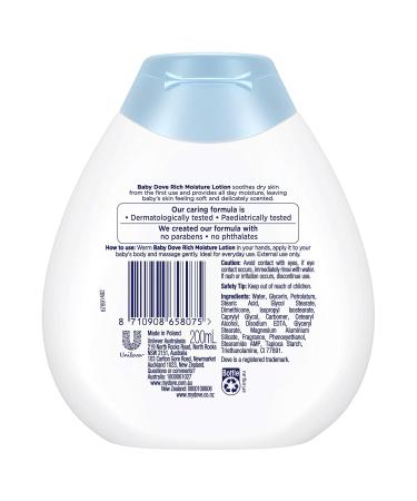 Buy Baby Dove Rich Moisture Lotion 200ml | Nourishing Hydration for Baby's Skin | International Shipping Available - Buy Online on GoSupps.com