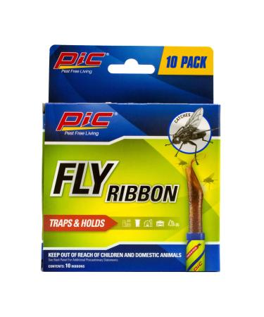 PIC FR10B 69060216325 Fly Ribbons Fruit Fly Traps for Indoors and Outdoors, Bug Trap for Winged Insects, Pack of 10