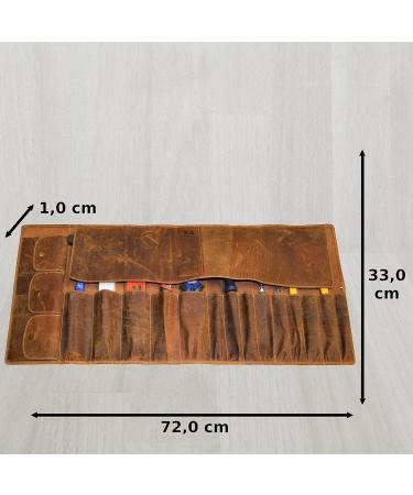 Flevado XXL Large Unisex Multifunctional Tool & Cosmetic Bag | Full Leather Organizer - Brown - Buy Online on GoSupps.com