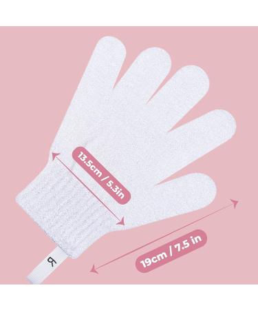 Fine Lines Exfoliating Shower Gloves White | Dead Skin Remover Mitt for Bath Scrub | Body Scrub Gloves with Hanging Hoops - Buy Online on GoSupps.com