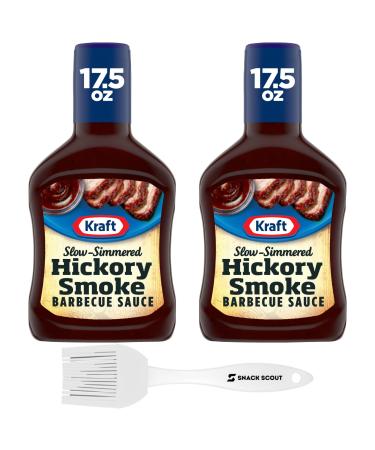 Kraft Hickory Smoke Slow-Simmered Barbecue BBQ Sauce 17.5 oz Bottle (Pack of 2) Bundle With a Snack Scout Basting Brush