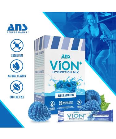 ViON+ Hydration Mix Blue Raspberry - Sugar-Free Electrolyte Powder with 8 Essential Vitamins - 20 On-the-Go Stick Packs for Hydration Energy & Recovery - Natural Flavors & No Artificial Colors or Dyes - Buy Online on GoSupps.com