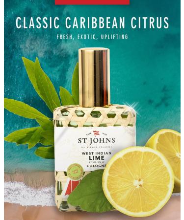 St Johns West Indian Lime Cologne | Refreshing Caribbean Citrus Cologne for Men | Citrus Cologne Mens Fragrance | (4 oz spray) cologne for men - Buy Online on GoSupps.com