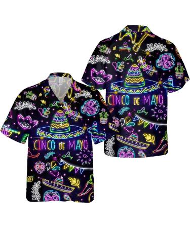 PIGO American Bigfoot Hawaiian Shirt for Men - Funny Sasquatch Button Down - Neon Mexico - X-Large - Buy Online on GoSupps.com