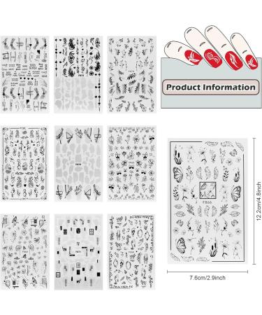 MxTimwan 10 Sheet Nail Ticker - Self-Adhesive Nail Art Stickers with White & Black Flowers | Perfect Nail Accessories for Women & Girls | Ideal Festival Gift - Buy Online on GoSupps.com