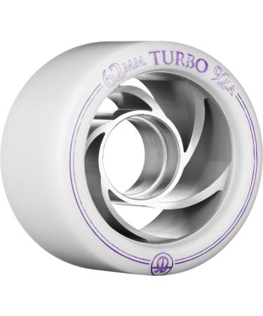 RollerBones Turbo 92A Speed/Derby Wheels with an Aluminum Hub (Set of 8) 62mm White