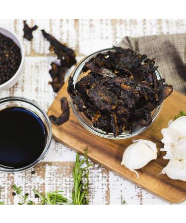 Savory Wild Vegan Portabella Mushroom Jerky - Gluten Free, Non-GMO, Roasted Garlic & Black Pepper - Buy Online on GoSupps.com