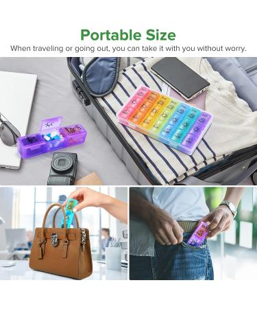 Upgraded Extra Large Weekly Pill Organizer - Portable 7-Day Medicine Box for Vitamins & Supplements Moisture-Proof & Travel Friendly - Buy Online on GoSupps.com