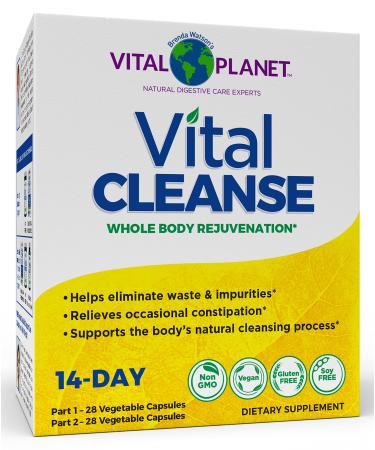 Vital Planet - Vital Cleanse with Milk Thistle Magnesium Cape Aloe and Herbs Natural Supplement for Occasional Constipation and Healthy Elimination 2-Part - 14 Day Kit 56 Capsules