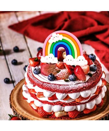 Rainbow Cake Topper Soft Pottery Cute Rainbow Cloud Cake Decorations Colorful Rainbow Cupcake Topper personalized Cake Topper Reusable Happy Birthday Cake Topper Birthday Party Decorations Supplies - Buy Online on GoSupps.com