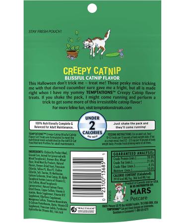 TEMPTATIONS Classic Crunchy and Soft Cat Treats 3 oz. - Creepy Catnip Flavor (12 Packs and Singles) - Buy Online on GoSupps.com