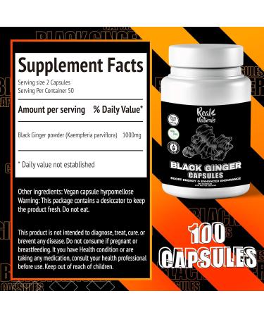 Buy Black Ginger for Men Capsules 500 mg - Vegan Kaempferia Parviflora Extract for Enhanced Endurance & Performance - 100 Count - Buy Online on GoSupps.com