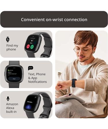 Fitbit Sense 2 Advanced Health & Fitness Smartwatch | Manage Stress & Sleep | ECG, SpO2, 24/7 Heart Rate, GPS | Shadow Grey/Graphite | One Size with S & L Bands - Buy Online on GoSupps.com