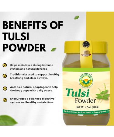 BASIC AYURVEDA Tulsi Powder 7.05 Oz (200g) | Holy Basil Leaf Powder for Tea, Skin Care & Hair | Supports Detox, Natural Energy, Daily Balance | Non-GMO, Vegan, Gluten-Free 7.05 Ounce (Pack of 1) - Buy Online on GoSupps.com