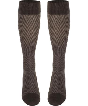 Men's X-Large Herringbone Cotton Socks 15-20 mmHg - Brown | Comfortable Compression Socks for All-Day Wear - Buy Online on GoSupps.com