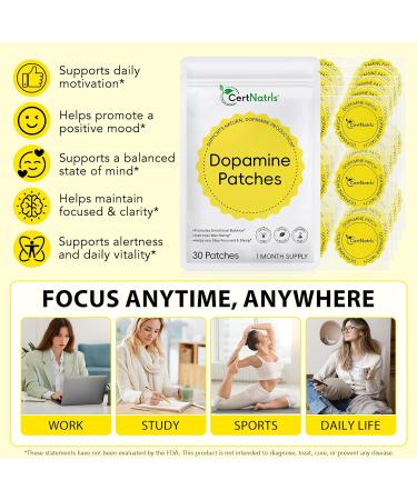 CertNatrls Dopamine Patches 30 Vegan Mood Support Patches for Daily Mental Wellness Adult Sex Toys for Women Dopamine Supplements for Men Women Supports Energy & Serotonin Balance - Buy Online on GoSupps.com