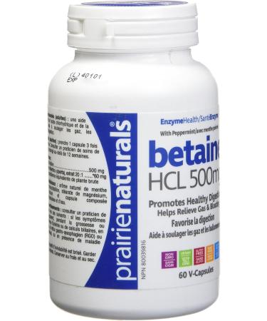 Prairie Naturals Betaine HCL 500mg VCaps - 60 Count Unflavored 60 Count (Pack of 1) - Buy Online on GoSupps.com