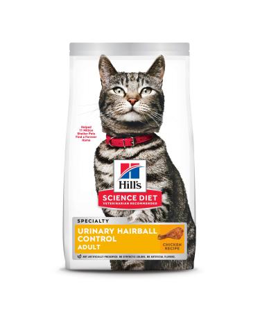 Hill's Science Diet Dry Cat Food, Adult, Urinary & Hairball Control, Chicken Recipe 15.5 Pound (Pack of 1)