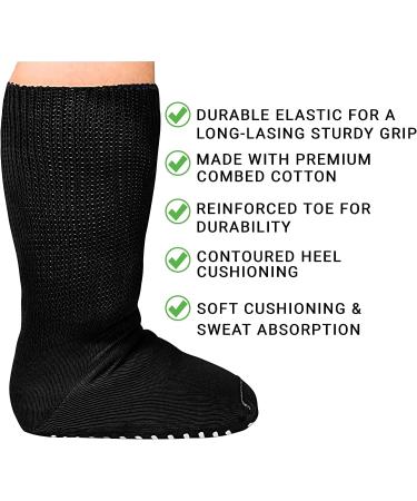 Extra Wide Non-Slip Cast Socks for Swollen Feet - 4 Pairs Black with Grips | Diabetic Edema & Hospital Socks for 30'' Stretch | Bariatric Oversized Socks - Buy Online on GoSupps.com