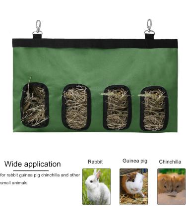 Rabbit Hay Feeder Bag with 4 Windows Black - Small Animal Hanging Rack Manger Holder Dispenser for Guinea Pigs, Bunny, Chinchilla, Hamster - Storage Pouch Included - Buy Online on GoSupps.com