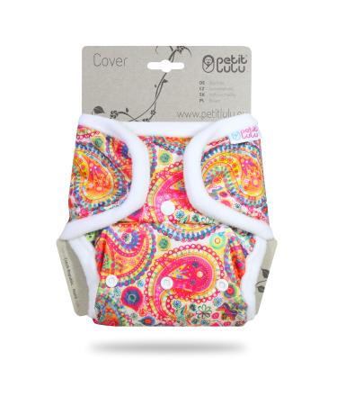 Petit Lulu Cloth Nappy Wrap | One Size (11-35.2 lbs) | Snaps | Washable Diaper Wrap | Cloth Nappies | Made in Europe (Colourful Orient)