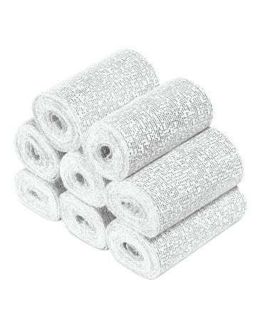Navaris Plaster Cloth Rolls (M Pack of 8) - Gauze Bandages for Body Casts Craft Projects Belly Molds - Easy to Use Wrap Strips - 4 W x 118 L 4 White
