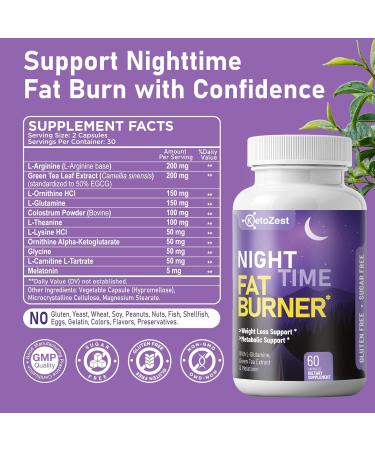 Night Time Fat Burner for Weight Loss - Metabolism Booster Nighttime Belly Fat Burn & Natural Appetite Suppressant Supplement for Men Women - Relaxation Weight Control Support Pills 60 Count (Pack of 1) - Buy Online on GoSupps.com