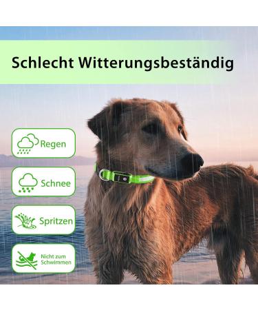 Bright Waterproof LED Dog Collar - 7 Color Changing Adjustable Light for Night Safety | PCEOTLLAR Leasthels Band Dour - Fits Small to Large Dogs (48-60cm/19-23.6inch) - 2022 Green - Buy Online on GoSupps.com
