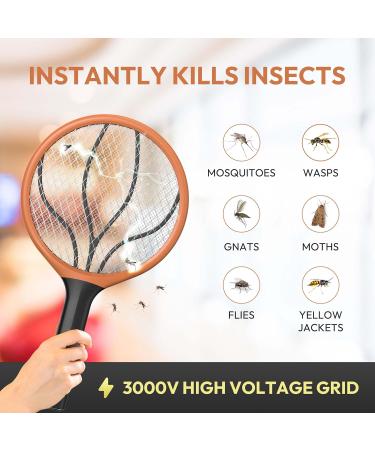 ASPECTEK 2 Pack Electric Fly Swatter 3000V Indoor Outdoor Zapping Racket Handheld Mosquito Killer Bug Zapper (2xAA Not Included) Orange Double Mosquito Swatter - Buy Online on GoSupps.com