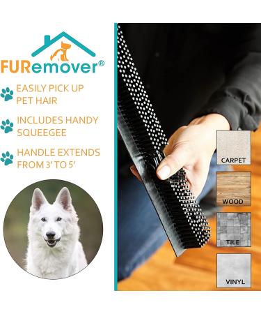 Pet Hair Remover Carpet Rake - FURemover Broom with Telescoping Handle and Squeegee for Effective Pet Hair Removal - Buy Online on GoSupps.com