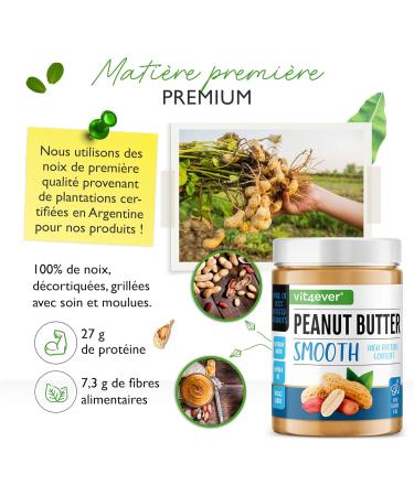 Beurre de Cacahu te Smooth - 1kg Beurre de Cacahu te Naturel sans Additif - High Protein - Pur e de Cacahu tes sans Sel Huile ou Graisse de Palme Ajout s - Vegan - Buy Online on GoSupps.com