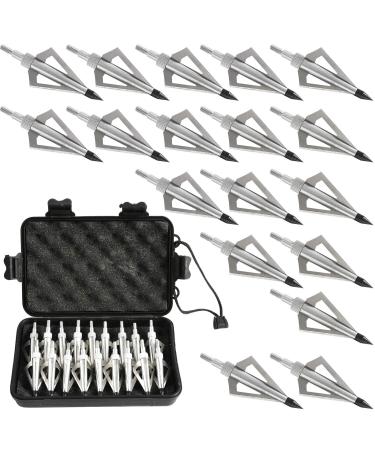 Aiskaer 18 Pack 125 Grain 3 Fixed Blade Hunting Broadheads Archery Arrow Hunting Points Metal Tips for Compound Bow and Crossbow Silver
