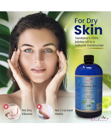 Verdana Organic Golden Jojoba Oil - USDA Certified, Cold Pressed, 100% Pure & Hexane Free - 16 Fl Oz - Buy Online on GoSupps.com