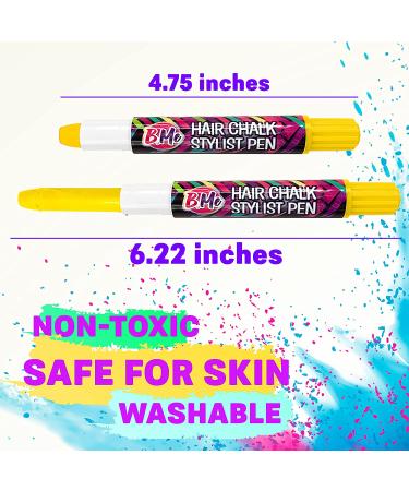 Hair Chalk Pens Set - 10 Rainbow Colors - Temporary Hair Color Kit for Girls - Washable Hair Dye - Ideal for Party Dress Up - Kids Age 6 - Buy Online on GoSupps.com