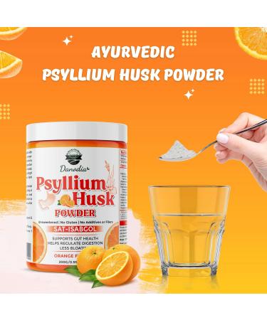 Danodia Foods Organic Psyllium Husk Powder Mild Orange Flavor, 200g (8.8oz) | Sat-Isabgol with 5 Added Herbs | Unsweetened, Gluten-Free, Natural Fiber Supplement for Digestive Health - Buy Online on GoSupps.com