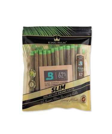 King Palm Slim Size Natural Pre Wrap Palm Leafs (1 Pack of 25, 25 Rolls Total) - Pre Rolled Cones - All Natural Cones - Corn Husk Filter - Preroll Cones - Prerolled Cones with Filter - Organic Cones 25 Count (Pack of 1)