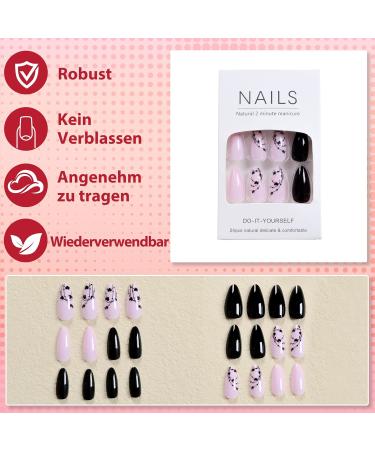 24-Piece Valentine's Day Press-On Nails - Black Heart Corner French Artificial Nails for Women & Girls | Mrcuvaryas Full Cover Nail Art - Buy Online on GoSupps.com